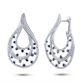 1.49ct Diamond & 0.83ct Blue Sapphire 14k White Gold Earring